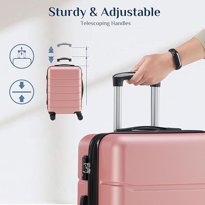 OLIXIS 28 Inch Luggage, Hardside Checked Suitcase with Spinner Wheels, Lightweight ABS Hard Shell Travel Luggage, TSA Approved Lock, Expandable Large Suitcase for Business & Travel–Pink