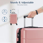 OLIXIS 3-Piece Luggage Set, Carry On Suitcases with Spinner Wheels, Expandable Travel Luggage with TSA Approved Lock & ABS Hard Shell, Pink, 20/24/28 Inch