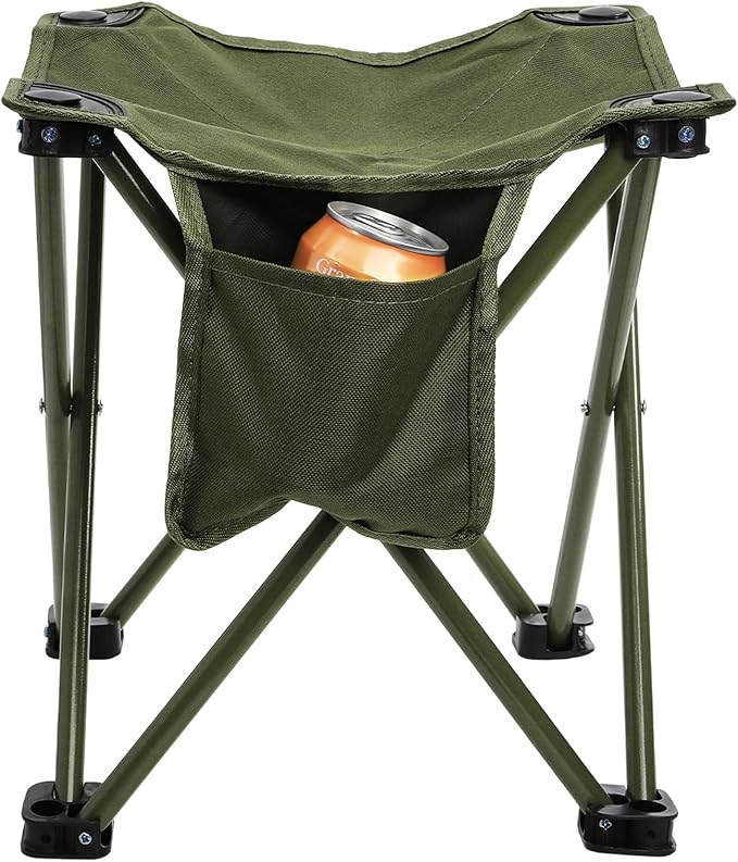Cididu 2 Pack Camping Stool, Compact Camping Chair Portable, 13 Inch Lightweight Folding Stool Seat with Side Pocket and Carry Bag for Outdoor Hiking Fishing Picnic Beach and Lawn Party, Green