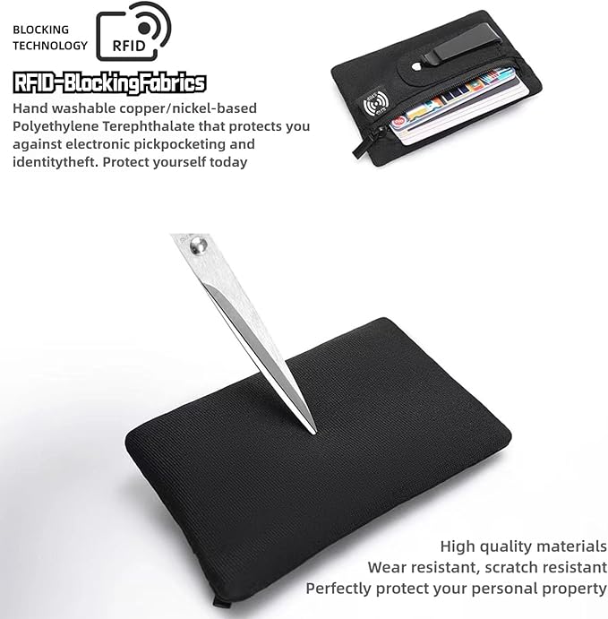 RFID Hidden Clip Stash Money Belt - Ultra Thin Anti-Theft Travel Pouch with Credit Card Slots for Women/Men, Perfect for International Travel, Daily Commute & Outdoor Activities (Dark Grey)