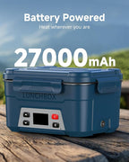 EAST OAK Heated Lunch Box for Men, 6.3 Cups Electric Lunch Box for Adults, 27000mAh Cordless Portable Food Warmer, Rechargeable Self Heating Food Heater with Memory Function & Automatic Keep Warm