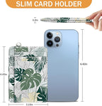 Yonlevres Credit Card Holder Slim Wallet, Tropical Leaf RFID Wallet Women Front Pocket Small Card Holder, Travel Funny Cute Thin Card Case ID Window PU Leather RFID Blocking Card Organizer Gifts Girls