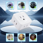 Multi Plug Outlet Extender, FiiMan 5 Outlet Splitter Wall Adapter, 3-Prong Grounded Outlet to The Side, Flat Wall Plug Side Access Adapter, 5 Way Outlet Extender Tap, White (2 Pack)