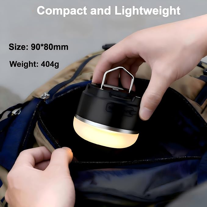 LED Camping Lantern, 8000mAh Rechargeable Camping Tent Light with 13 Light Modes, 6 Brightness Adjustable Tent Lamp, IP44 Waterproof Emergency Hanging Light for Hurricane, Power Outages