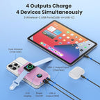GKUTW Magnetic Portable Charger for iPhone,10800mAh 25W PD QC4.0 Fast Charging USB C Power Bank,4 Output Dual-Side Magnet Travel Essentials Battery Pack for iPhone 17/Air/16/15/14/13/12 Series (Pink)