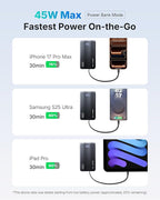 INIU 3-in-1 Portable Charger, 45W 10000mAh Fast Charging Power Bank, Built-in USB C Cable & Foldable Wall Plug, Travel Essentials, Battery Pack for iPhone 17 16 15 Series, Samsung, MacBook, etc. Green