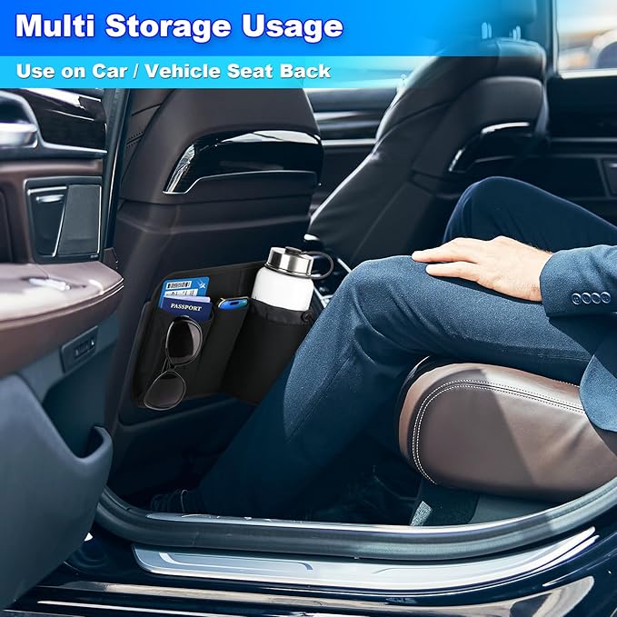 Cosmos Airplane Seat Back Pocket Organizer - Car Seat Pocket Stock Storage Bag & Airline Seat Pocket Hanging Holder Pouch for Holding Water Bottle, Phone, Passport & Flight Travel Essentials