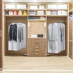 MsKitchen Hanging Clothes Storage with 4" Gusseted Garment Covers (Set of 6) - Clear Suit, Gown, Long Coat, Dress Protectors for Closet - 24"x 50"x 4" / 6 Pack