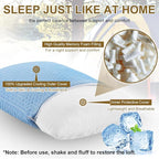 Ivellow Travel Pillow Camping Pillow for Sleeping Cooling Shredded Memory Foam Pillow Compressible Compact Medium Firm,Breathable,Ideal for Adults Kids Outdoor Backpacking Hiking Essential Gear Blue M