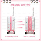Kids Luggage Sets 2 Piece Pink Rolling Suitcases for Girls with Wheel Shardshell 16" Travel Suitcase with 10 Sheets Gem Stickers