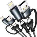 4 in 1 Charging Cable [2Pack 6.6FT] 60W Fast Charging Cord Apple MFi Certified Lightning Cable Nylon Braided Multi USB C Cable for iPhone 16/15 14 13 iPad Samsung Galaxy MacBook iPad Tablets and More