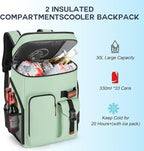 BAGPARKK Insulated Cooler Backpack,33/45 Cans Multifunctional Double Deck Leakproof Cooler Bag with Sternum Strap,Large Capacity Lightweight Travel Camping Beach Backpack