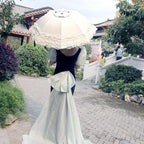 WANLIAN Folding umbrella Travel Umbrella Folding UV Resistance Lace Parasol Umbrella Sun Umbrella For Women Girls sunshades with lace decoration