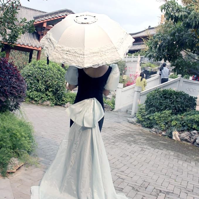 WANLIAN Folding umbrella Travel Umbrella Folding UV Resistance Lace Parasol Umbrella Sun Umbrella For Women Girls sunshades with lace decoration