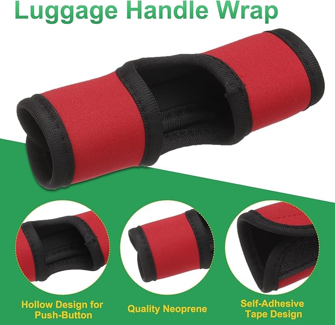 uxcell 5 Pcs Luggage Handle Wrap, Hollow Neoprene Handbag Grip Cover Protector Luggage Identifiers Suitcase Handle Wraps for Luggage Suitcase Travel Bags, Red