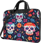 Laptop Bag Case Colorful Sugar Skull Flower Computer Messenger Shoulder Bag Laptop Sleeve Briefcase