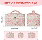 Gosect 1pc Large Makeup Bag, Cute Cosmetic Bag for Women Girls, Floral Coquette Aesthetic Toiletry Bag, Travel Make Up Organizer Bag (Pink Floral Print