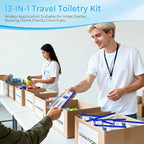 Personal Hygiene Kit Bulk Pack of 30,Individually Wrapped 13-IN-1 Blue Disposable Basic Travel Toiletry Set Homeless Care Package Supplies for Men,Women,Guests,Charity