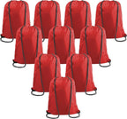 BeeGreen Red Drawstring Backpack Bags Bulk 10 Pack X-Large 22.4" L x 17.5" W Sports Cinch Sackpack Gym String Bags Machine Washable Heavy Duty for Men Women