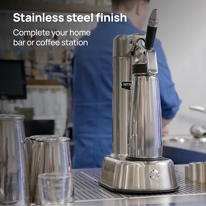 NitroPress Pro Electric Nitro Cold Brew Coffee & Cocktail Maker Machine, Air-Powered Nitro Coffee Maker & Nitrogen Infuser, Coffee Matcha Cocktails & Drinks Stainless Steel Home Bar Beverage System