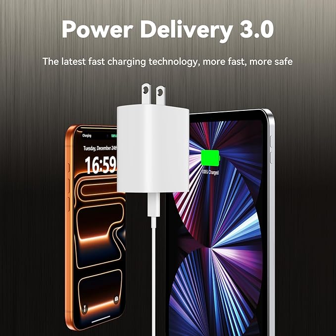 Phone 17 16 15 Charger Fast Charging, 3 FT Long USB C Charger Cord with 20W Type C Fast Phone Charging Block forPhone 17/17 Pro/17 Pro max/Air/Phone 16 15 Pro Max Plus, iPad, Android,White