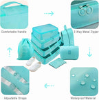 Packing Cubes, 8 Pcs Travel Packing Organizers for Suitcases, Large Capacity Travel Luggage Organizers Set includes 8 Storage Bags (Sky Blue)
