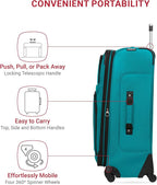 SWISSGEAR Sion Softside Expandable Spinner Luggage Durable Lightweight Travel Suitcase, Teal, Checked-Medium 25-Inch