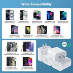 [4 Pack] USB-C Wall Charger, 20W USB-C Power Adapter Replacement for Phone 17/16/15/14/13/15 Pro/Pro Max/Plus/XS/XR/X,Galaxy, Pixel,i Pad and More