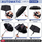 Amylove Windproof Travel Compact Umbrellas Bulk Wind Resistant Folding Auto Open and Close Rain Automatic Travel Collapsible Portable Umbrellas for Men and Women Gifts 4 Colors