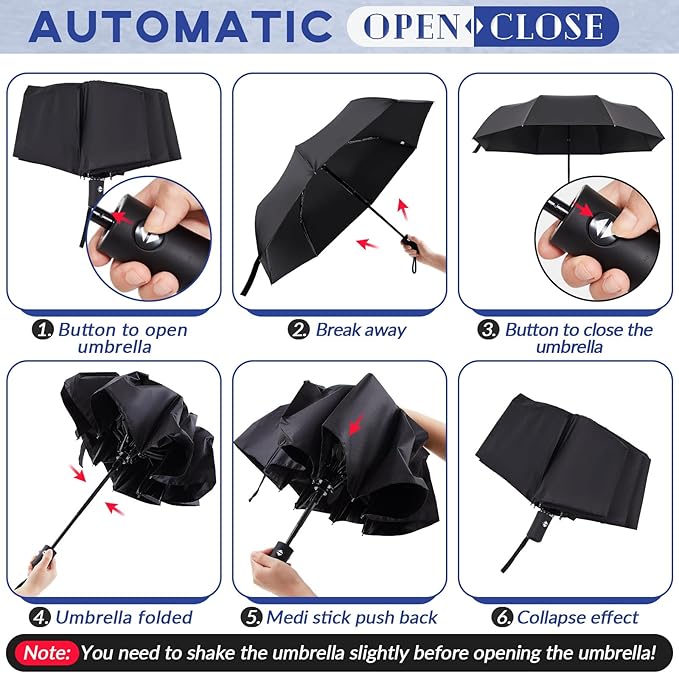 Amylove Windproof Travel Compact Umbrellas Bulk Wind Resistant Folding Auto Open and Close Rain Automatic Travel Collapsible Portable Umbrellas for Men and Women Gifts 4 Colors