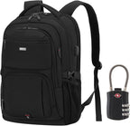 DUSLANG 17 Inch Laptop Backpack for Travel Water Resistant College Backpack for Men Women Laptop Bag with USB Charging Port with Black Lock,Black