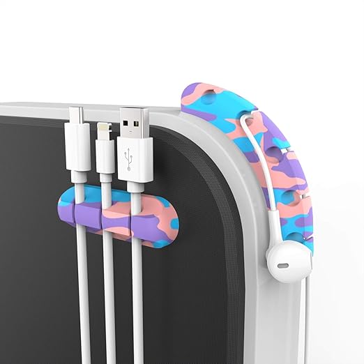 INCHOR Cable Organizer, Cord Organizer Cable Management, Cable Clips USB Cable Holder Wire Organizer Cord Clips,(5, 3 Slots Colourful)