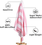 Touchat 4 Pack Beach Towels Cabana Stripe 280GSM Polyester Lightweight Quick-Dry Swim Pool Towel, 30'' x 60'' Oversized Compact Travel Bath Towel, Camping | Ultra-Portable, Multi-Functional, Pink