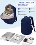 ECOHUB 17" Laptop Backpacks with Laptop Compartment Work Backpack Women Lightweight & Water Resistant Travel Backpack, Blue