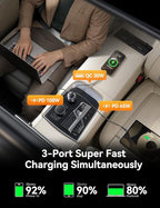 JOYROOM 175W USB C Car Charger Fast Charging, 3-Port Car Phone Charger PD100W+45W+USB30W Type C Car Charger Adapter with 100W USBC Cable Compatible with iPhone 16 Pro Max/16e, Samsung, iPad, Laptop