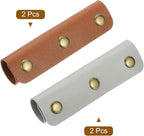 uxcell 4Pcs Handbag Handle Cover, PU Leather Luggage Handle Wraps, Luggage Grip Protector for Purse Tote Bag Suitcase, Light Brown/Light Gray