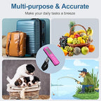 Battery-Free Digital Luggage Scale, 110lbs/50kg Portable Handheld Hanging Scale for Luggages, Suitcases, Backpacks & Bags, Easy Weighing for Travel, No Need Batteries (Pink)