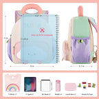 GAGAKU Toddler Backpack for 2-4 years with Whistle & Reflective Strip, Purple Pink Cloud Girls Backpack Splash-proof Water Design Lightweight School Preschool Bookbag