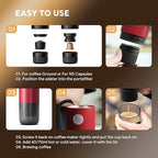 Portable Espresso Machine, Travel Coffee Maker for Camping, Car Coffee Maker Self-Heating with USB-C, 20 Bar 2-in-1 Electric Coffee Maker With Ground Coffee & NS Capsule for RV, Hiking, Office(White)