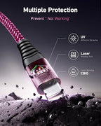USB C Cable 60W Fast Charging [2 Pack 3FT], USB A to USB C Cable for CarPlay, USB to Type C iPhone Charger Durable Braided USBC Cord for iPhone 17/16/15/Pro Max, Samsung Galaxy S23 and More-Rose Red