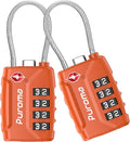 Puroma 2 Pack TSA Approved Luggage Locks, 4 Digit Combination Travel Cable Locks Resettable Code Lock with Zinc Alloy Body for Suitcase, Toolbox, Backpack, Bag, Gym Locker (Basic Robust Orange)