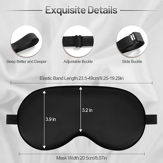 Sleep Mask, Silk Eye Mask for Sleeping with Adjustable Strap, Blindfold Eyeshade for Men & Women, Comfortable & Soft Eye Cover Eyeshade for Night Sleep (Black, Pink, Purple)