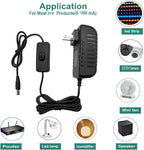 24V 1A AC Power Supply with On/Off Switch Adapter 100-240V to DC 24V Power Adapter Transformer DC 6.2FT Power Cord with 5.5x2.5mm Plug