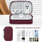 FYY Electronic Organizer, Travel Cable Organizer Bag Pouch Electronic Accessories Carry Case Portable Waterproof Double Layers Storage Bag for Cable, Charger, Phone, Earphone, Medium Size, Wine Red