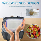 iknoe Insulated Lunch Bag for Women & Adults, 9L Foldable Wide-Open Cooler Bag with Pockets, Leakproof & Portable, for Picnic, Office, Beach(Plain grey)