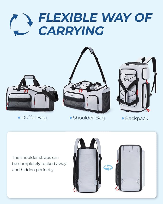 BAGSMART Gym Bag for Women & Men, 35L/63L Sports Travel Duffel Backpack with Shoe Compartment Laptop Compartment, Water Resistant Carry On Weekender Bag for Airplane