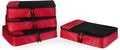 Amazon Essentials 4-Piece Packing Cubes Travel Accessories Set, Luggage Organizer with Double Zipper, Mesh Top, Space-Saving, Medium, Red (Previously Amazon Basics)