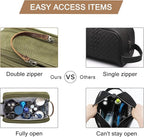 BAGSMART Toiletry Bag for Men, Canvas Travel Toiletry Organizer Dopp Kit Water-resistant Shaving Bag for Toiletries Accessories,Green-Large