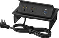 Table Power Outlet Hub PD20W USB-C Fast Charging Station, Recessed Outlet with 2AC Outlets and USB Ports for Conference Room Kitchen Countertop, Black