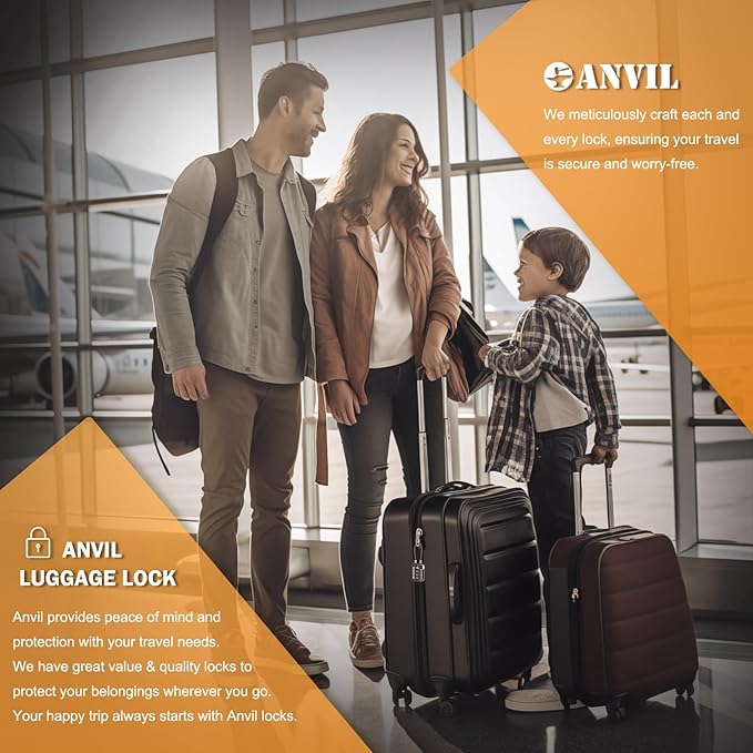 ANVIL TSA Locks for Luggage with Search Alert: Durable Cable Combination Locks, TSA Approved - Secure Travel Locks for Suitcases, Backpacks & Gun Cases (2, Blue)